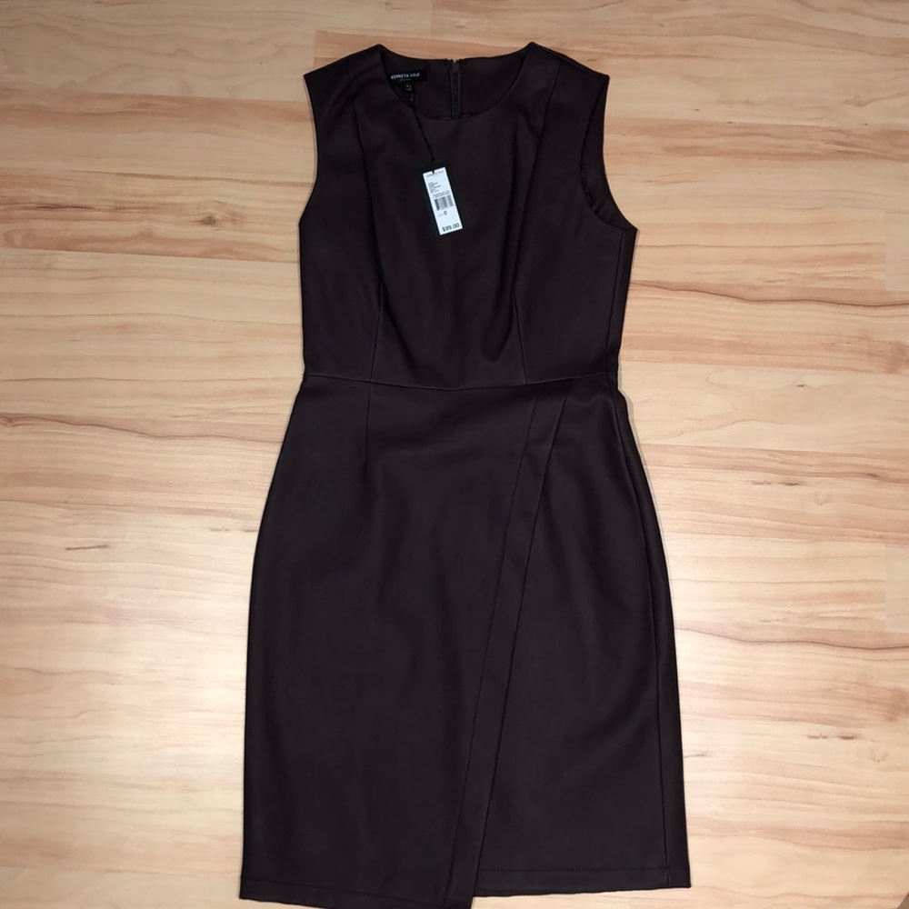 Purple leather Kenneth Cole midi dress